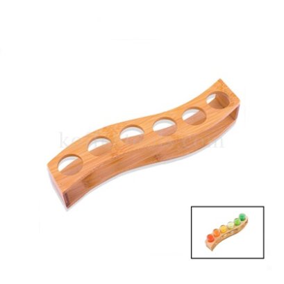 ชั้นไม้วางแก้ว 6 หลุม (S-Shape) สีธรรมชาติ