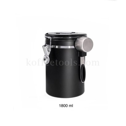โถสแตนเลสสูญญากาศเก็บเมล็ดกาแฟสีดำ 1800 ml