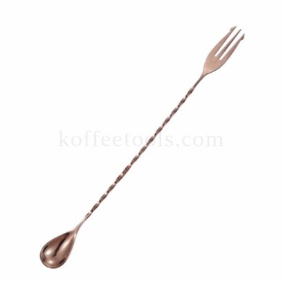 ช้อนบาร์ปลายส้อม 32 cm สีคอปเปอร์2