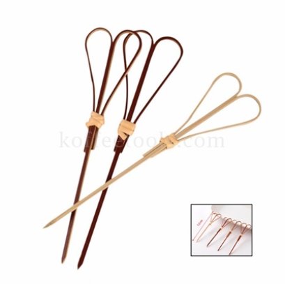 ไม้จิ้มไม้ไผ่หัวใจ 12 cm สีแดง (50 pcs/pack)