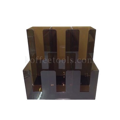 กล่องอะคริลิคสีชาใส ใส่แก้วกาแฟ 6 ช่อง (แก้ว16-22 oz)