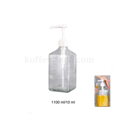 ขวดแก้วกดน้ำเชื่อม 1100 ml /หัวปั้ม 10 ml