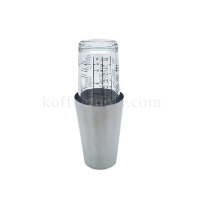Boston shaker 600/350 ml สีเงิน/แก้วมีสเกล