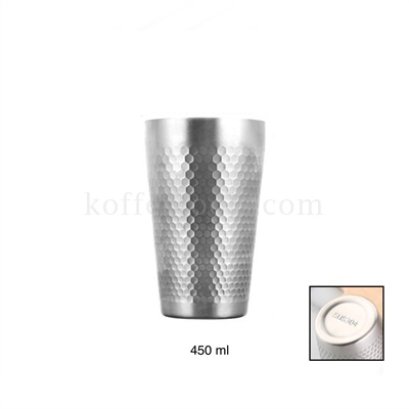 แก้วเบียร์สองชั้นสแตนเลส304 สีเงิน 450 ml