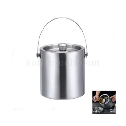 ถังน้ำแข็งสองชั้นสแตนเลส+ฝา ขนาด 1.3 L