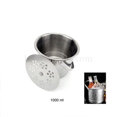 ถังน้ำแข็งสแตนเลส+ที่กรอง สีเงิน เกรด B ขนาด 1000 ml