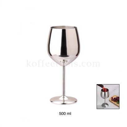 แก้วไวน์สแตนเลส304 สีเงิน 500 ml