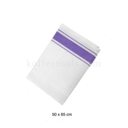 ผ้าเช็ดแก้ว/จาน cotton สีขาวม่วง ขนาด 50 x 65 cm