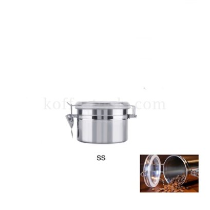 โถสแตนเลสเก็บเมล็ดกาแฟฝาพลาสติกSS (500ml/180 g)