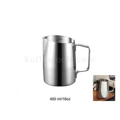 เหยือกตีฟองนมสแตนเลสปากเฉียงมีสเกลด้านใน 450ml/16 oz