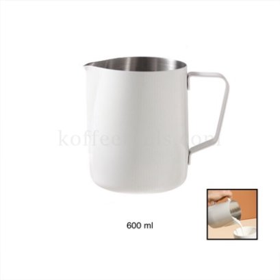 เหยือกตีฟองนมสแตนเลสสีขาว600 mlมีสเกลด้านใน 600 ml/20 oz