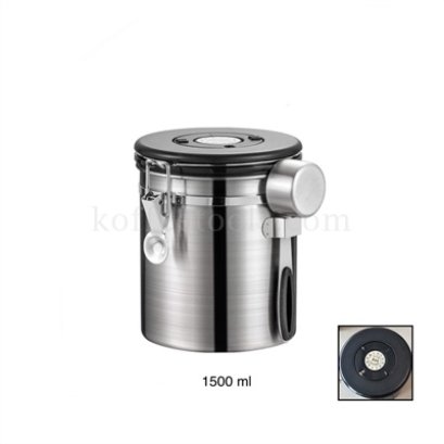 โถสแตนเลส304 สูญญากาศเก็บเมล็ดกาแฟสีเงิน 1500 ml