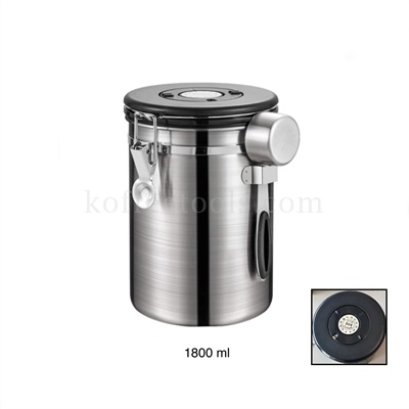 โถสแตนเลส304 สูญญากาศเก็บเมล็ดกาแฟสีเงิน 1800 ml