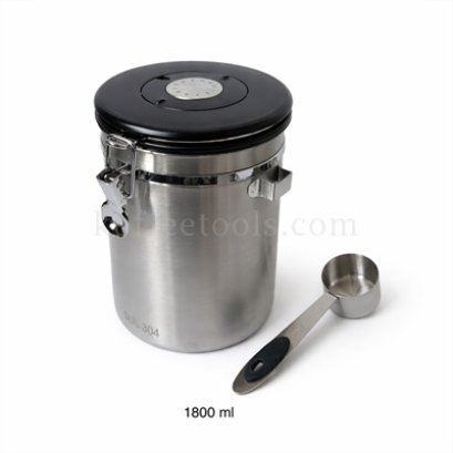 โถสแตนเลส304 สูญญากาศเก็บเมล็ดกาแฟสีเงิน 1800 ml