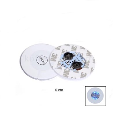 แผ่นรองแก้วกระดาษกาว 3M ขนาด 6 cm ไฟ LED สีฟ้าอมม่วง