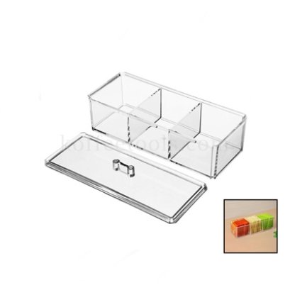 กล่องพลาสติกใส 3 ช่องใส่ซองชา