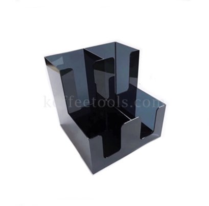 กล่องอะคริลิกใส่แก้วกาแฟ 16-22 ออนซ์ 4 ช่องสีดำ ขนาด 21.5 x21.5x22 cm