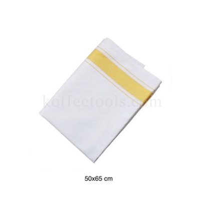 ผ้าเช็ดแก้ว/จาน cotton สีขาวเหลืองขนาด 50 x 65 cm