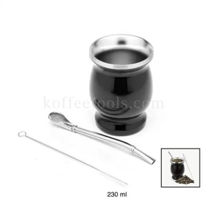 ชุดถ้วยชาเยอบามาเตสีดำด้าน ร