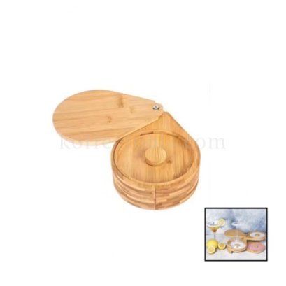 ถาด 3 ชั้นตกแต่งปากแก้ว Glass Rimmer 3 Tier ไม้ไผ่สีบีช