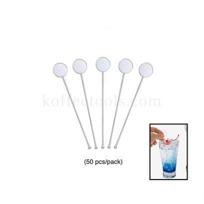 แท่งคนเครื่องดื่ม ปลายกลมแบนพลาสติกสีใส 18 cm (50pcs /ห่อ)