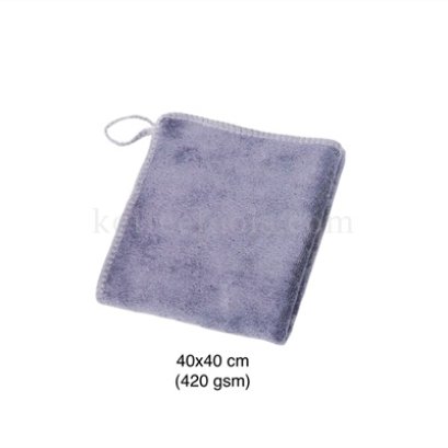 ผ้่าทำความสะอาดไมโครไฟเบอร์ หนา 420 gsm สีเทามีที่แขวน