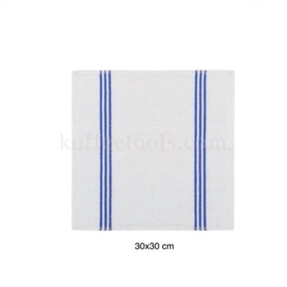 ผ้าเช็ดอเนกประสงค์cotton สีขาวแถบน้ำเงิน ขนาด 30x30 cm