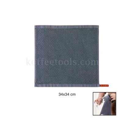 ผ้าเช็ดแก้ว/จาน cotton ลายวาฟเฟิลสีเทาเข้ม ขนาด 34x34 cm