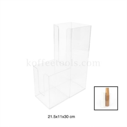 กล่องอะคริลิคใส่แก้วกาแฟ16-22 ออนซ์ 2 ช่องสีใส ขนาด 21.5x11x30 cm