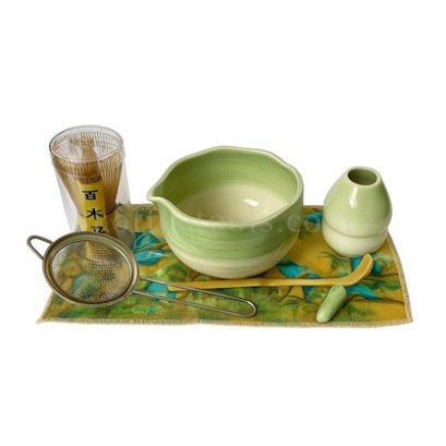 ชุดเซ็ตทำมัทฉะ สีเขียวทูโทนชุดพิเศษ เกรด B