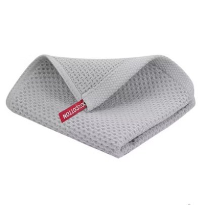 ผ้าเช็ดแก้ว/จาน cotton ลายวาฟเฟิลสีเทาอ่อน ขนาด 34x34 cm