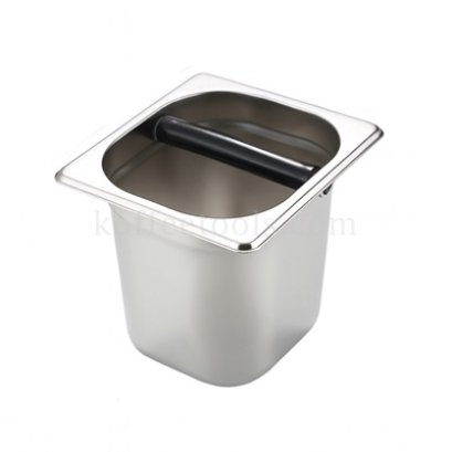 อ่างเคาะกากกาแฟสแตนเลส 15 cm ก้านยางเคาะสีดำ