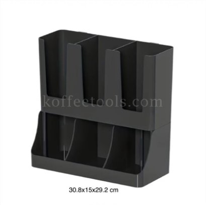 กล่องพลาสติคใส่แก้วกาแฟ 6 ช่อง สีดำ (แก้ว8-22 oz) ขนาด 30.8x15x29.2 cm