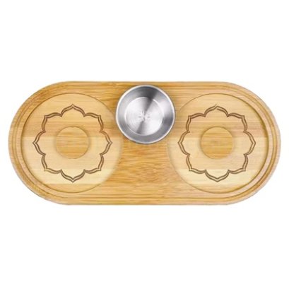 ถาดไม้ไผ่ ตกแต่งปากแก้ว Glass Rimmer+ถ้วยแตนเลส ราคา 315 บาท