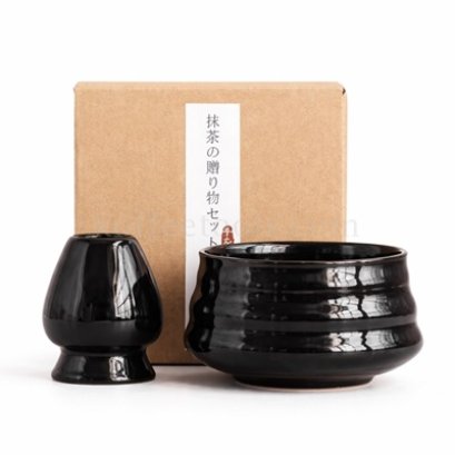 ชุดเซ็ตทำมัทฉะสีดำ(ถ้วย/ที่วางแปรงชงชา)