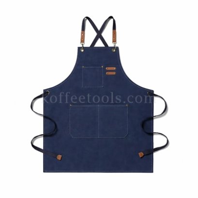 ผ้ากันเปื้อนบาริสต้า ยีนส์เนื้อหนา สีน้ำเงิน
