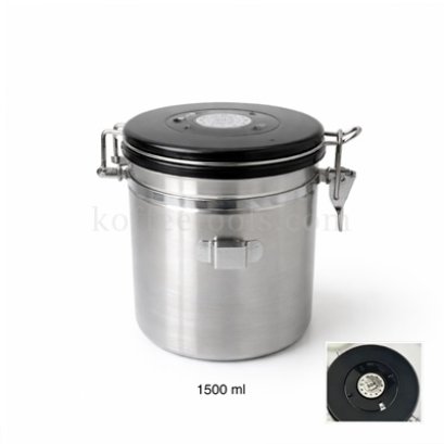 โถสแตนเลส304 สูญญากาศเก็บเมล็ดกาแฟสีเงิน 1500 ml (ไม่มีช้อนแถม)