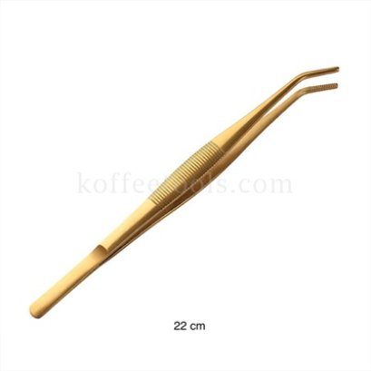 ที่คีบสแตนเลส 22 cm ปลายงอ สีทอง