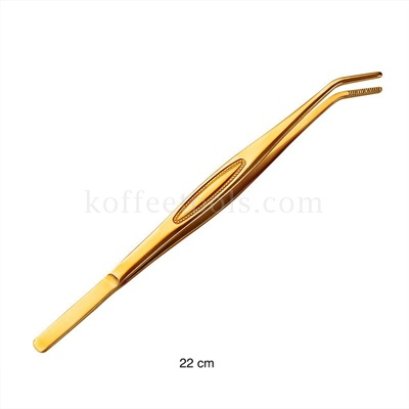 ที่คีบถ้วยชาสแตนเลส 22 cm ปลายงอ สีทอง