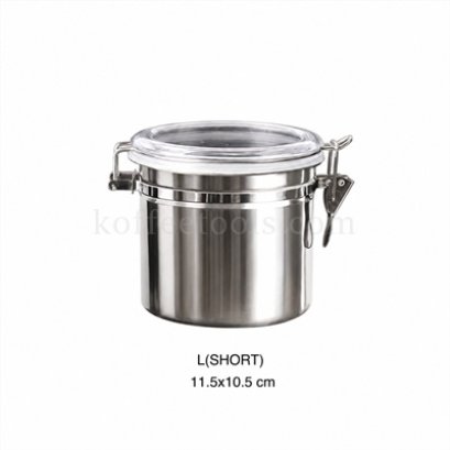 โถสแตนเลสเก็บเมล็ดกาแฟฝาพลาสติก L(short)(1200 ml)