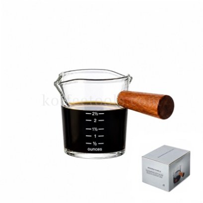 แก้วตวงกาแฟ 75 ml (ขีดสเกล 70 ml)ด้ามจับไม้ รุ่นประหยัด
