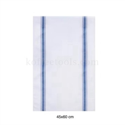 ผ้าเช็ดแก้ว/จาน cotton สีขาวน้ำเงิน  ขนาด 45x60 cm