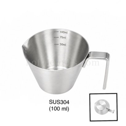 ถ้วยตวงกาแฟสแตนเลส304 สีเงิน(100 ml)