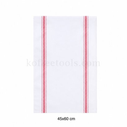 ผ้าเช็ดแก้ว/จาน cotton สีขาวแดง ขนาด 45x60 cm