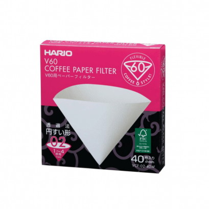 กระดาษกรอง Hario 02 สีขาว 40 แผ่น / HARIO(031)V60 Paper Filter 02 W 40 Sheets/VCF-02-40W