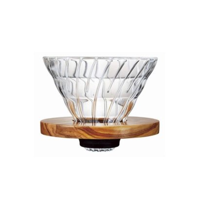 ดริปเปอร์ แก้ว ฐานไม้ Hario 02 / HARIO(084) V60 Glass Dripper Olive Wood 02 / VDG-02-OV