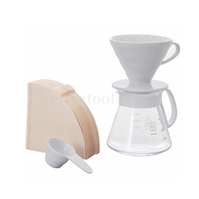 ชุดดริป Hario 02 สีขาว / V60 CERAMIC DRIPPER 02 SETXVDD-3012W