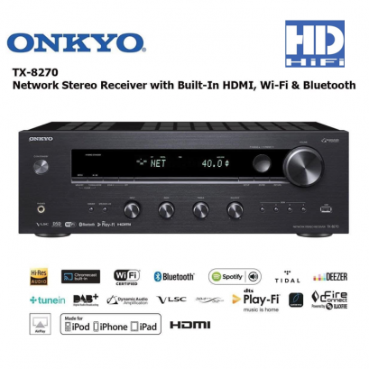 Onkyo TX-8270 Stereo receiver with HDMI connections, Wi-Fi Bluetooth built-in