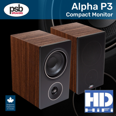 PSB Alpha P3 Compact Bookshelf Speakers Walnut (PAIR)