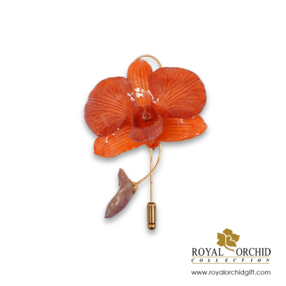 เข็มกลัดดอกกล้วยไม้หวาย Dendrobium (Orange)
